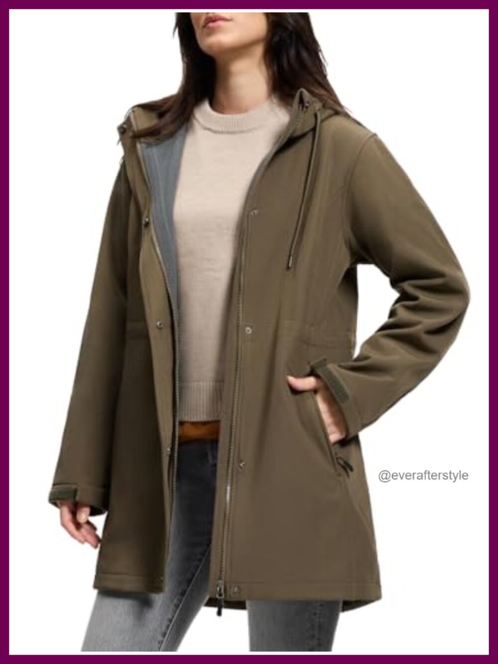 Women's Waterproof Fleece Lined Hooded Rain Jacket Windbreaker
